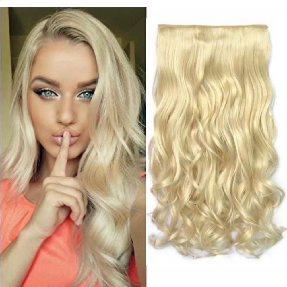 REECHO 20" 1-Pack 3/4 Full Head Curly Wave Clips in on Synthetic Hair Extensions